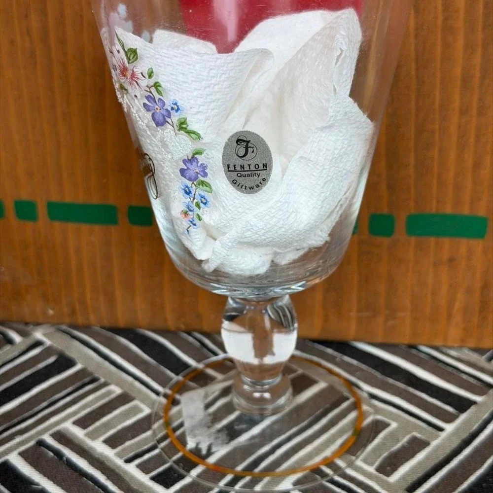 Fenton Glassware Happy Anniversary wine glass